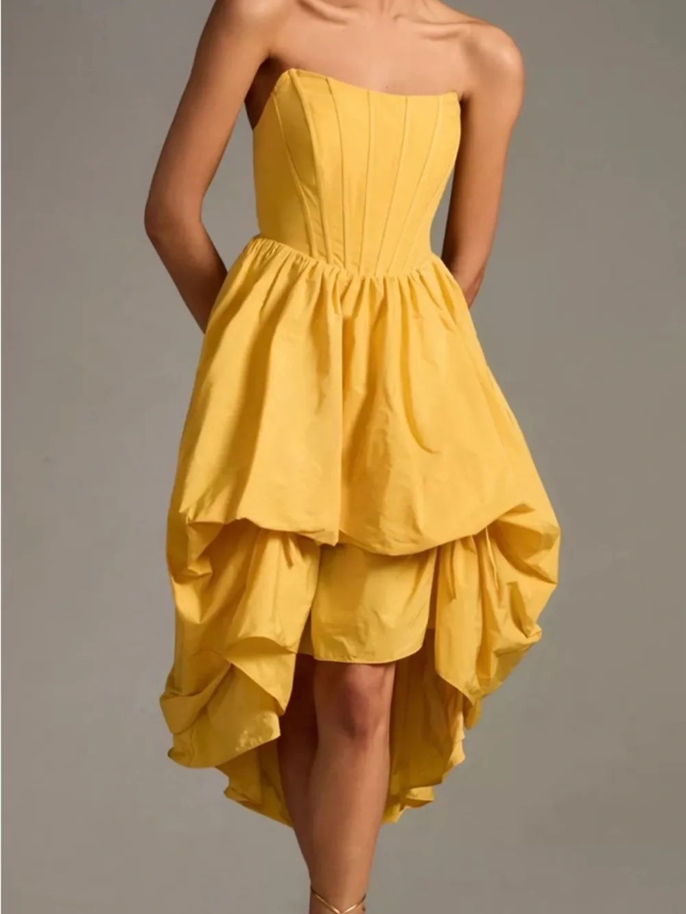 Anthropologie Yellow Corset High-Low Strapless Top - Picture 3 of 5